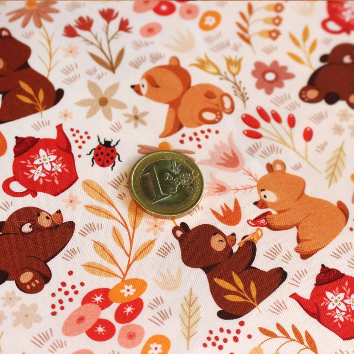 Tissu illustré "Oursons" – popeline, velours & French terry – motif enfantin