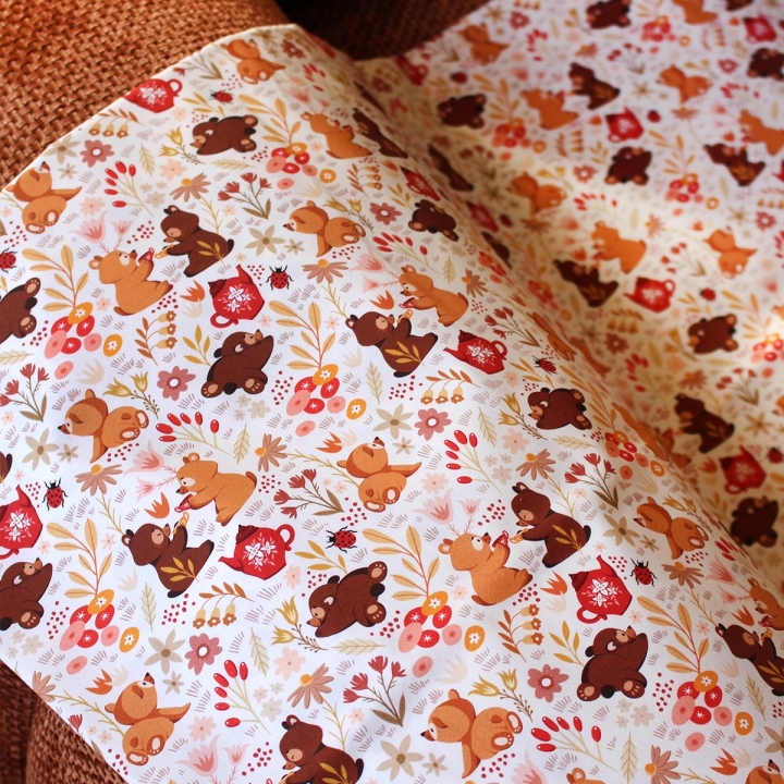 Tissu illustré "Oursons" – popeline, velours & French terry – motif enfantin