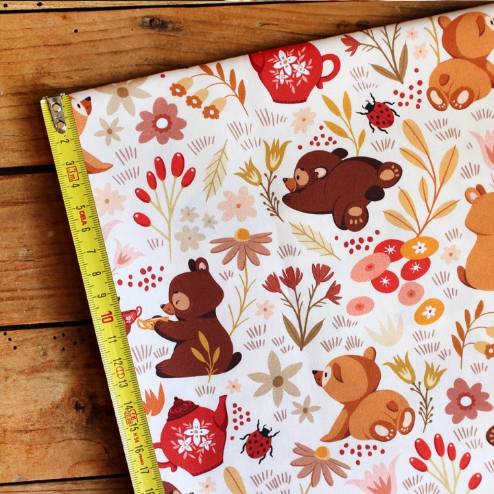 Tissu illustré "Oursons" – popeline, velours & French terry – motif enfantin