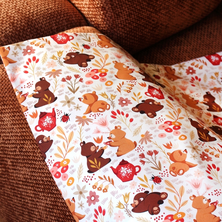 Tissu illustré "Oursons" – popeline, velours & French terry – motif enfantin