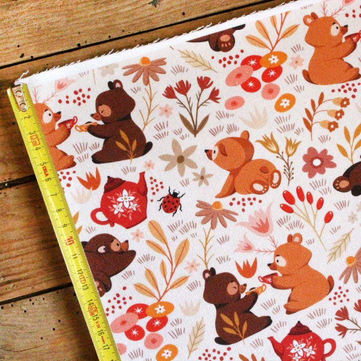 Tissu illustré "Oursons" – popeline, velours & French terry – motif enfantin
