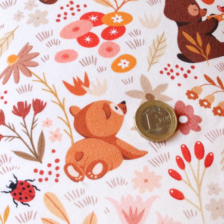 Tissu illustré "Oursons" – popeline, velours & French terry – motif enfantin