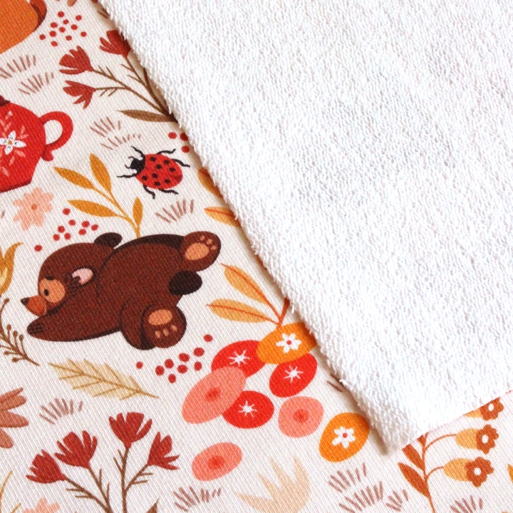 Tissu illustré "Oursons" – popeline, velours & French terry – motif enfantin
