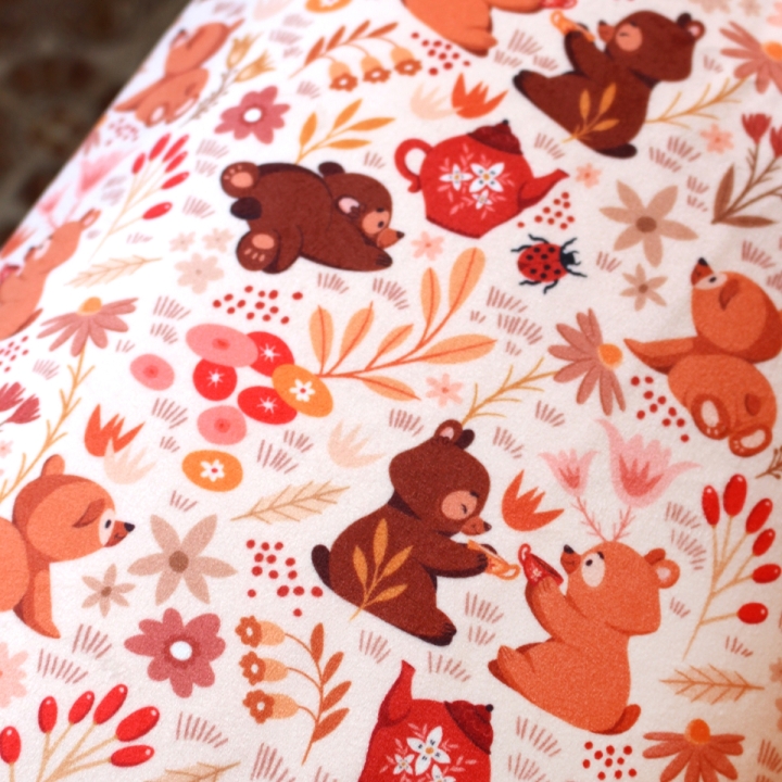 Tissu illustré "Oursons" – popeline, velours & French terry – motif enfantin