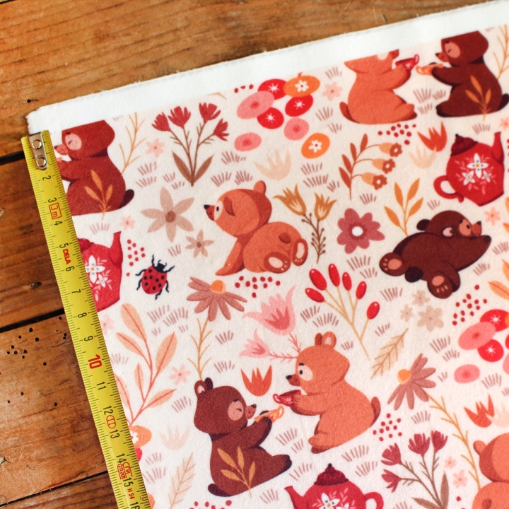 Tissu illustré "Oursons" – popeline, velours & French terry – motif enfantin
