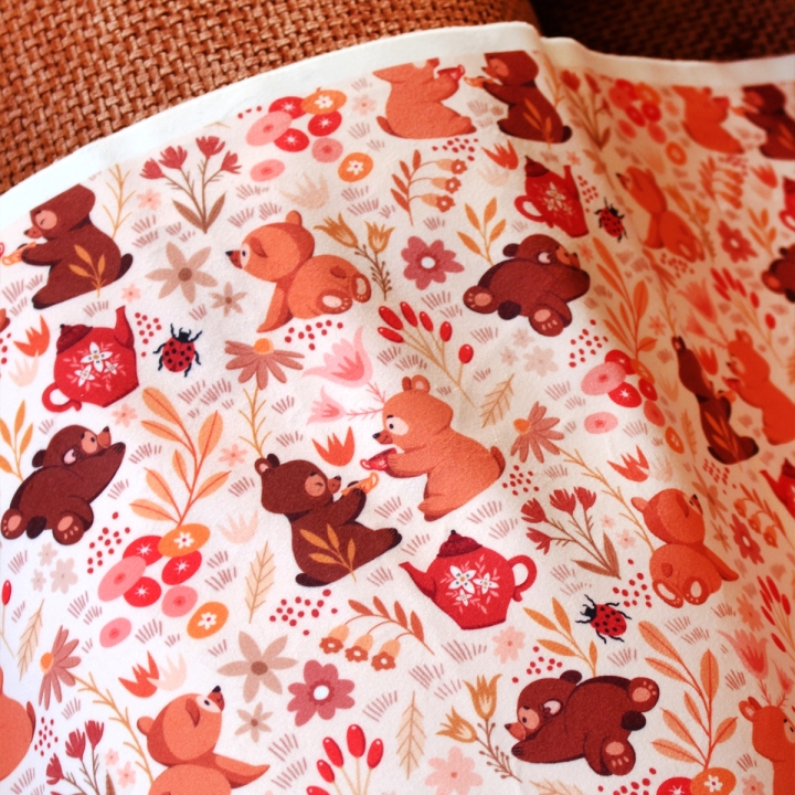 Tissu illustré "Oursons" – popeline, velours & French terry – motif enfantin