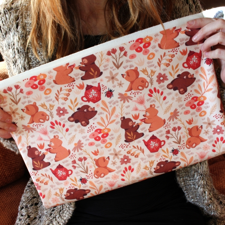 Tissu illustré "Oursons" – popeline, velours & French terry – motif enfantin