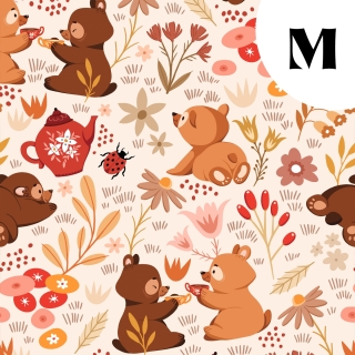 Tissu illustré "Oursons" – popeline, velours & French terry – motif enfantin