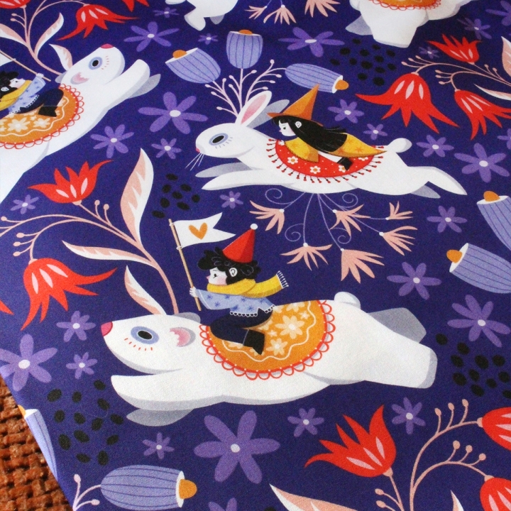 Tissu illustré "Les aventuriers" – popeline, velours & French terry – motif enfantin