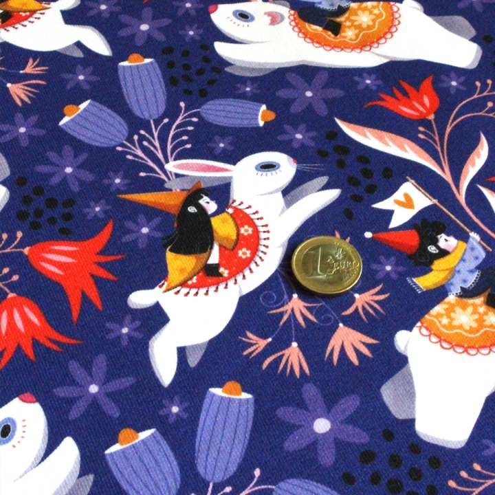 Tissu illustré "Les aventuriers" – popeline, velours & French terry – motif enfantin