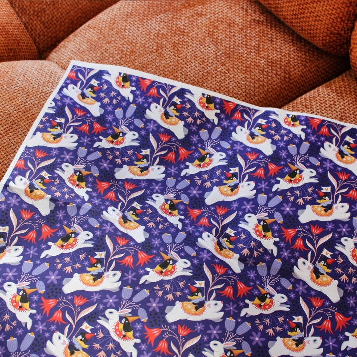 Coupon de tissu illustré "Les aventuriers" 48x48 cm – Popeline & French Terry – motif enfantin