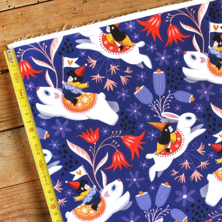 Coupon de tissu illustré "Les aventuriers" 48x48 cm – Popeline & French Terry – motif enfantin