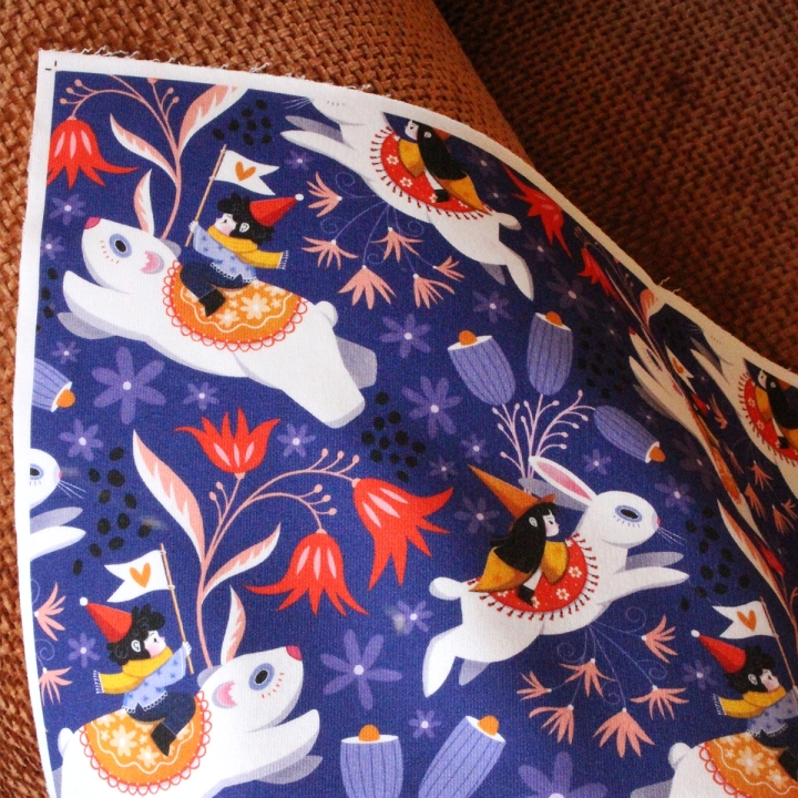 Coupon de tissu illustré "Les aventuriers" 48x48 cm – Popeline & French Terry – motif enfantin