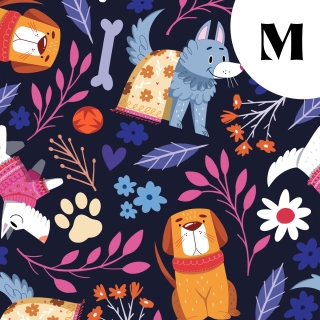 Tissu illustré "Dog lover" – popeline, velours & French terry – motif enfantin