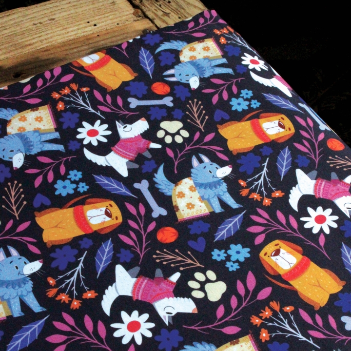 Tissu illustré "Dog lover" – popeline, velours & French terry – motif enfantin