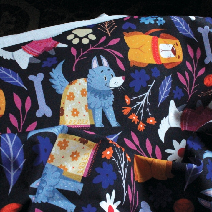 Tissu illustré "Dog lover" – popeline, velours & French terry – motif enfantin
