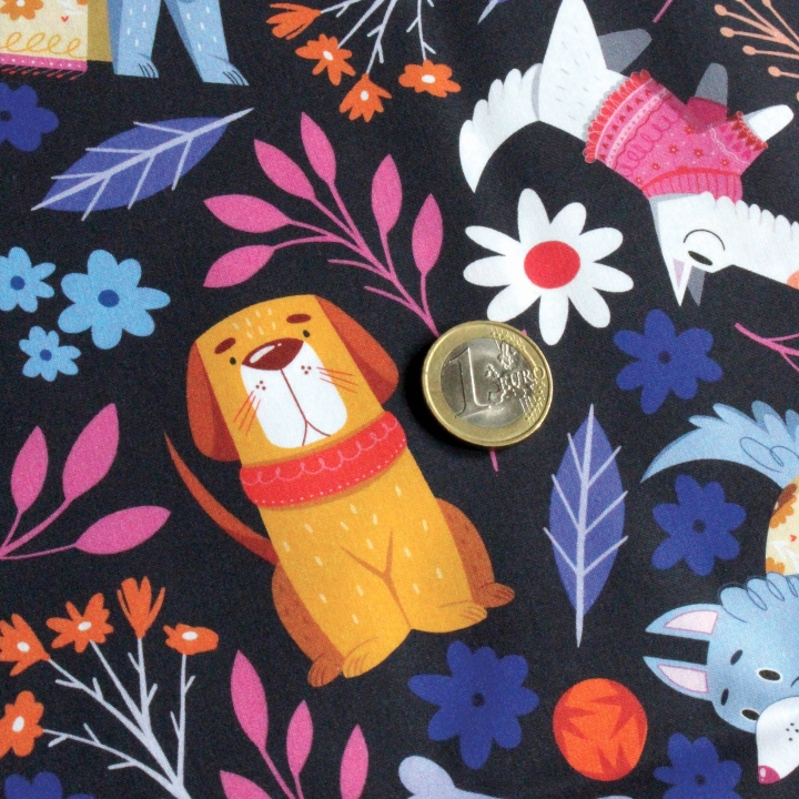 Tissu illustré "Dog lover" – popeline, velours & French terry – motif enfantin