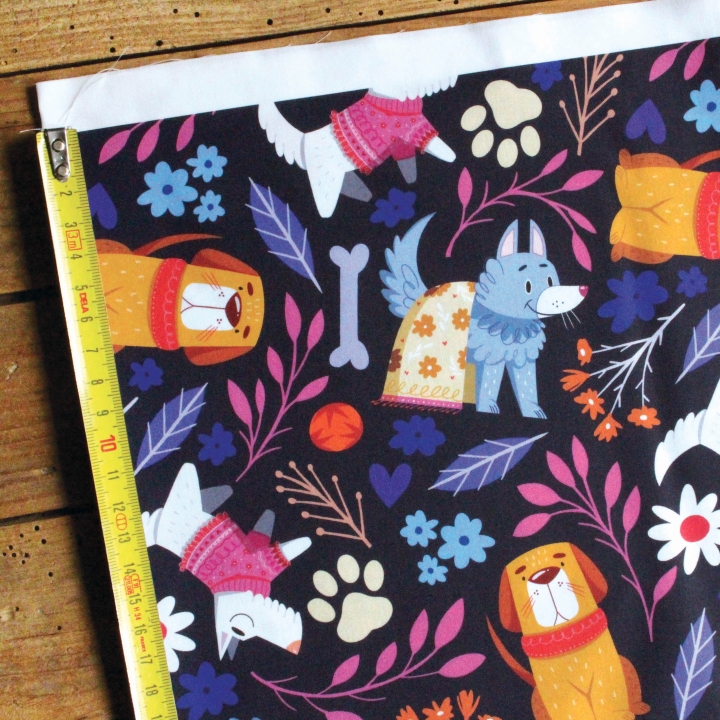 Tissu illustré "Dog lover" – popeline, velours & French terry – motif enfantin