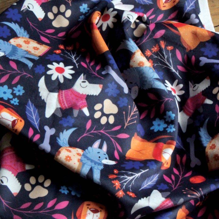 Tissu illustré "Dog lover" – popeline, velours & French terry – motif enfantin