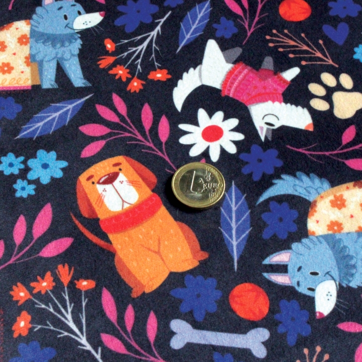 Tissu illustré "Dog lover" – popeline, velours & French terry – motif enfantin