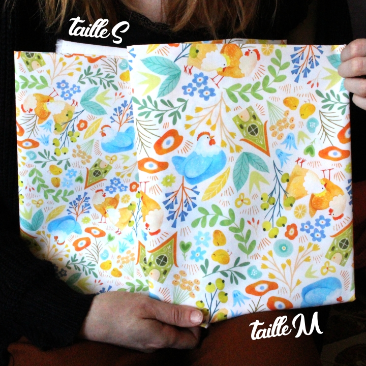 Tissu illustré "Poules printanières"