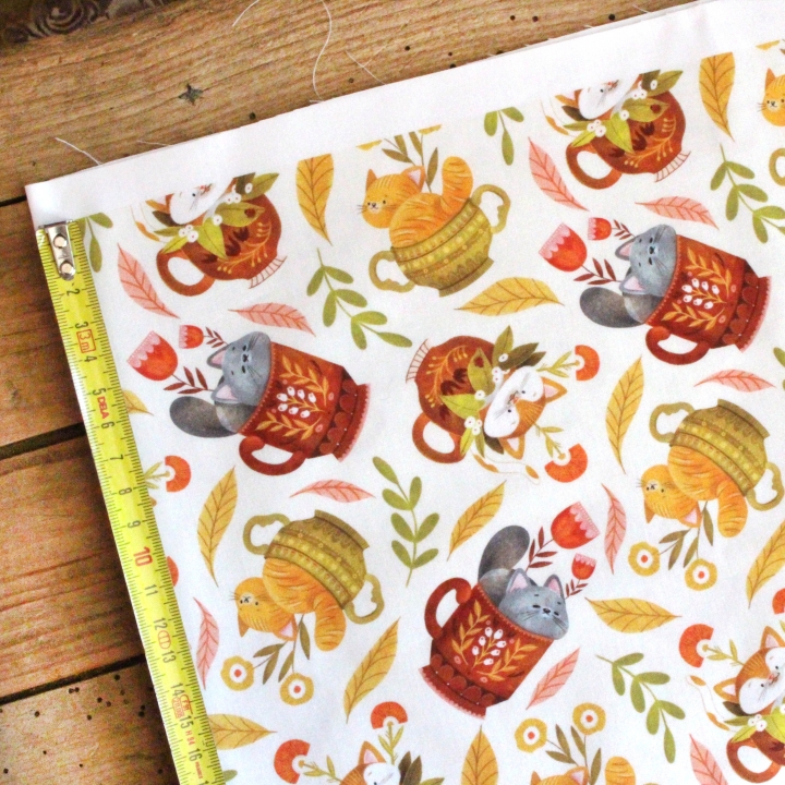 Tissu illustré "Les chats du salon de thé"
