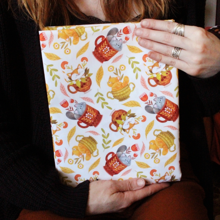 Tissu illustré "Les chats du salon de thé"