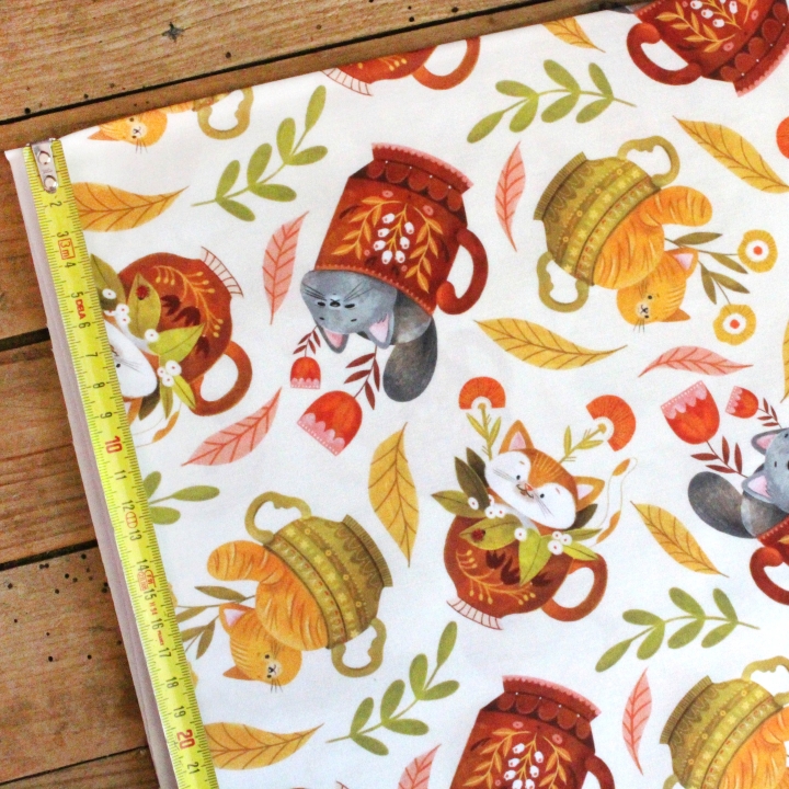 Tissu illustré "Les chats du salon de thé"
