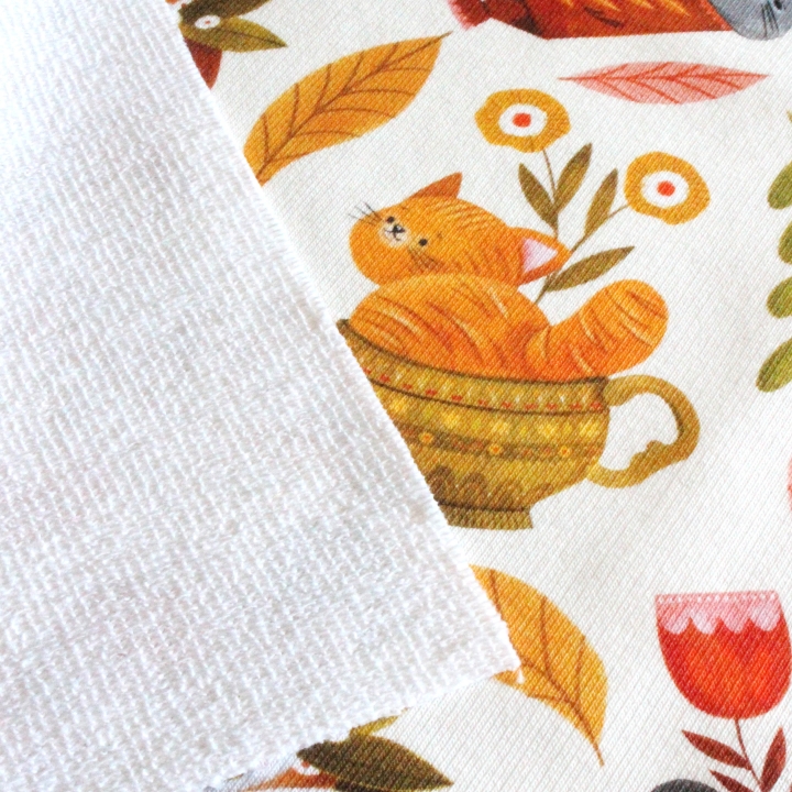 Tissu illustré "Les chats du salon de thé"