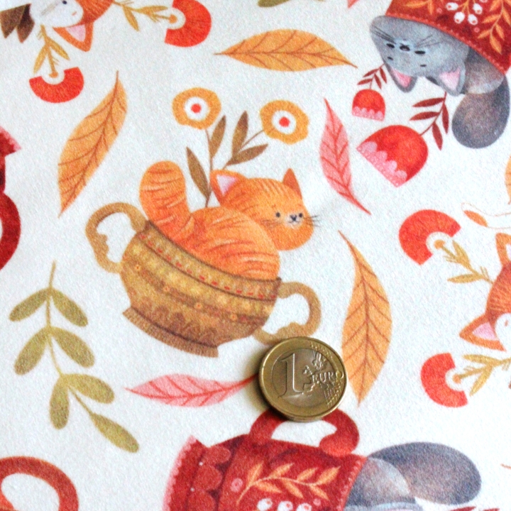 Tissu illustré "Les chats du salon de thé"
