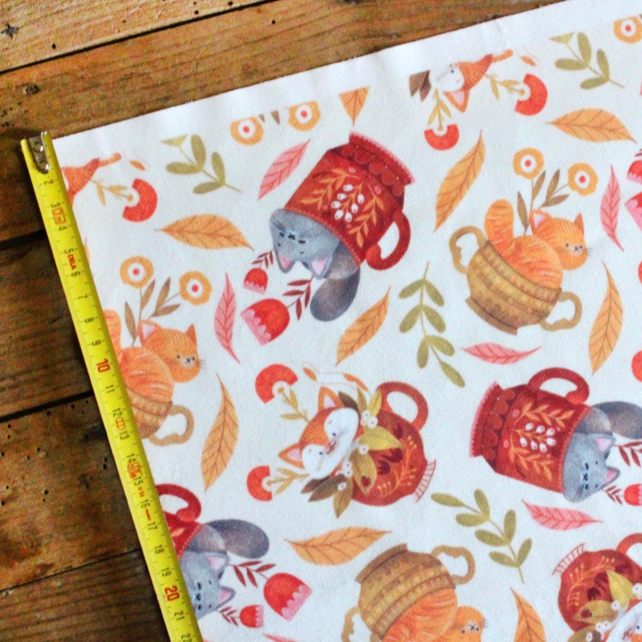 Tissu illustré "Les chats du salon de thé"