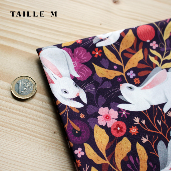 [PRECOMMANDE] Tissu popeline 100% coton / LAPINS BLANCS - Motif taille M