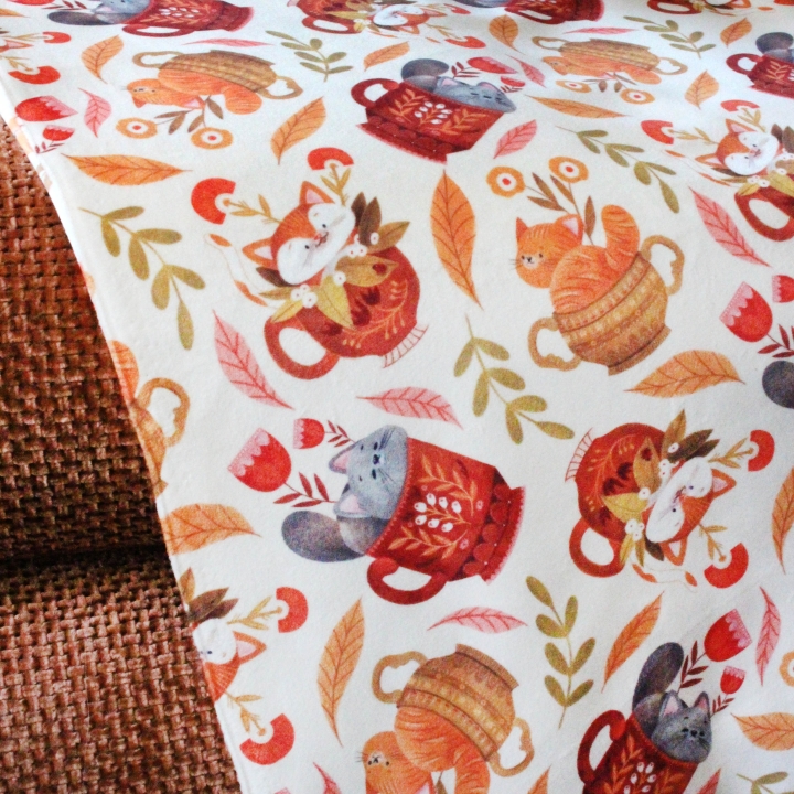 Tissu illustré "Les chats du salon de thé"