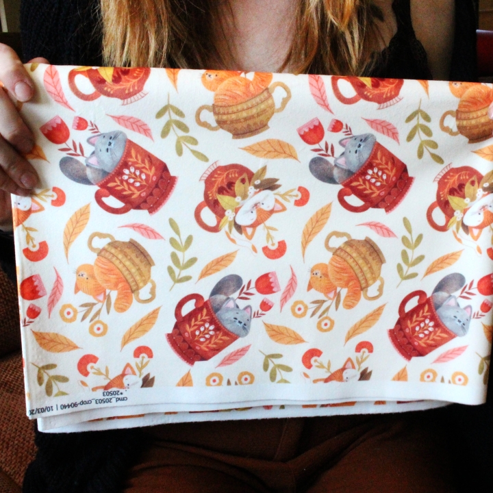 Tissu illustré "Les chats du salon de thé"