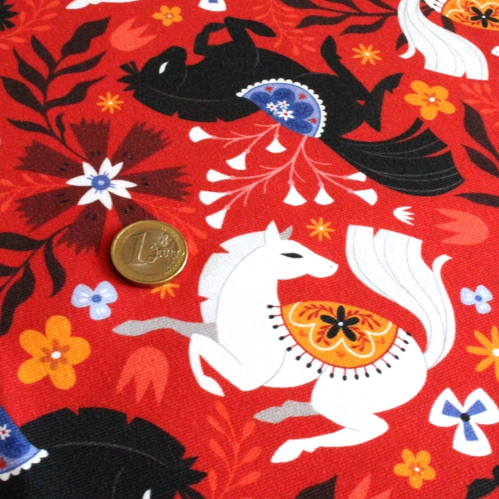 Tissu illustré "Cheval de feu"