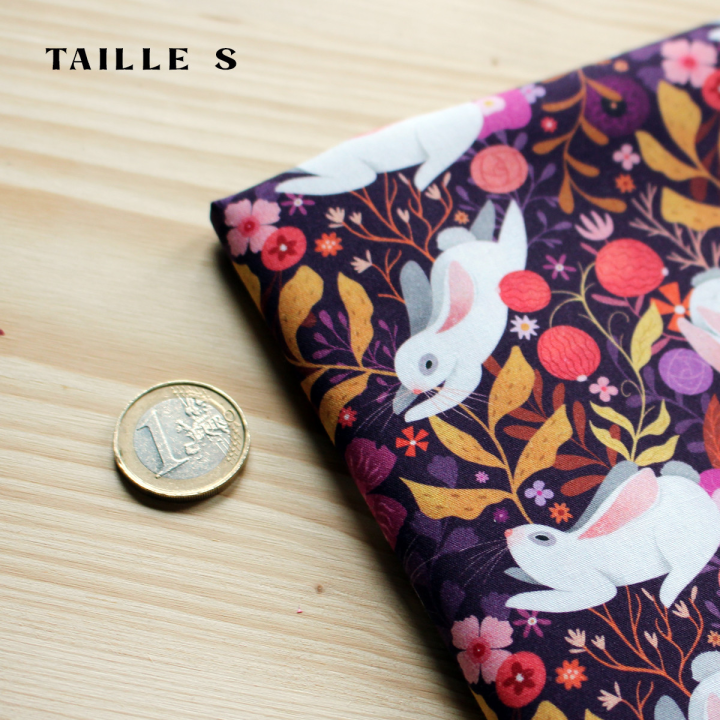 [PRECOMMANDE] Tissu popeline 100% coton / LAPINS BLANCS - Motif taille S