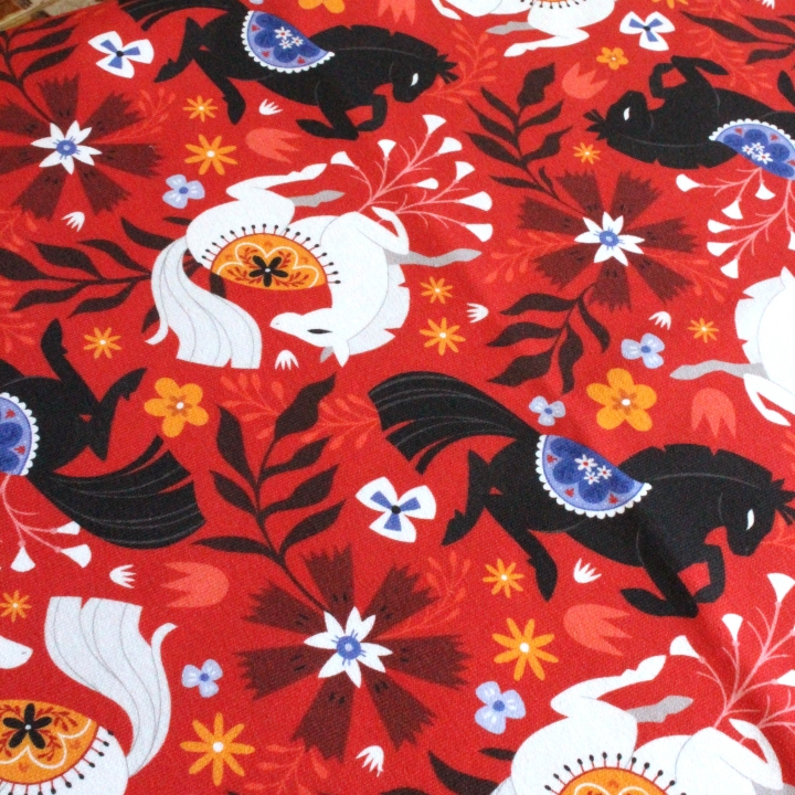 Tissu illustré "Cheval de feu"