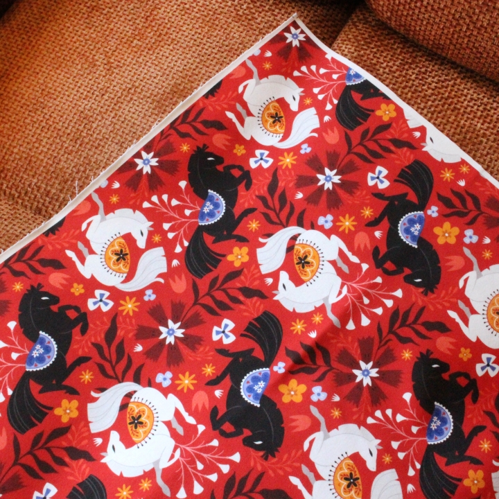 Tissu illustré "Cheval de feu"