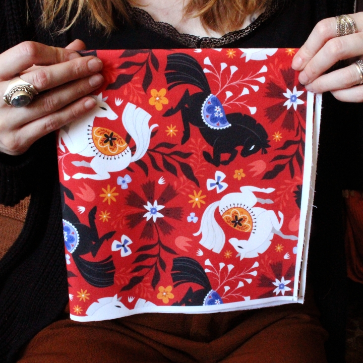 Tissu illustré "Cheval de feu"