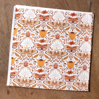 coupon popeline 48x48 cm / Papillons Luna- taille S / tissu tâché