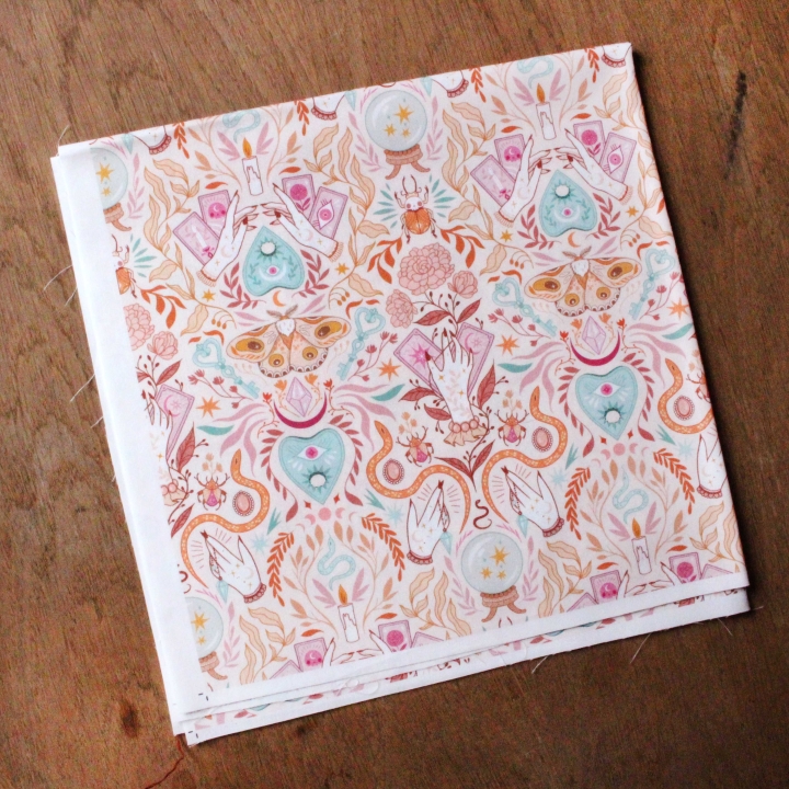 coupon popeline 48x48 cm / Pastel Witch - taille S / tissu tâché