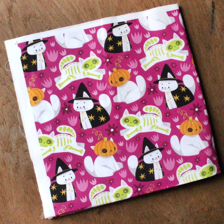 coupon popeline 48x48 cm / Challoween - taille S / tissu tâché